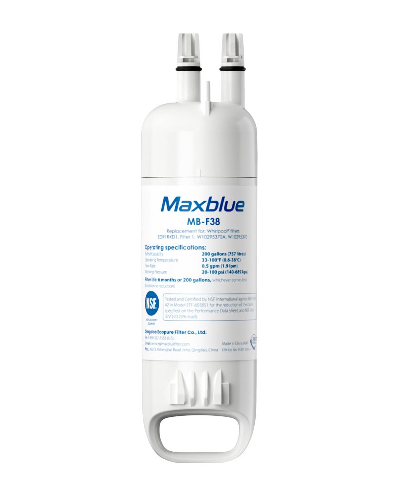 Maxblue MB-F38 Replacement for W10295370A, EverydropÂ® Filter 1, EDR1RXD1, EDR1RXD1B, P8RFWB2L, P4RFWB, KenmoreÂ® 46-9081, 46-9930, Refrigerator Water Filter, 1 Filter - Image 1